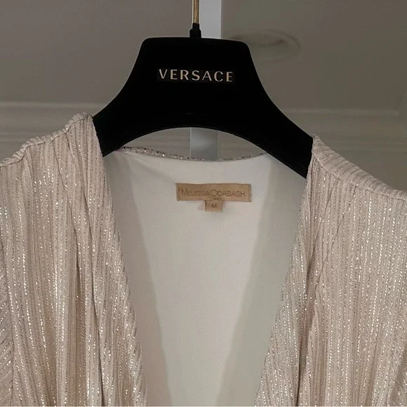 Melissa Odabash Deep Plunge Gold Cream Lurex Maxi Dress Med $620 Retail -  www.laplaya.ma